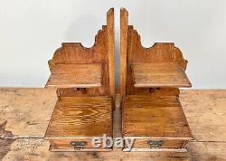 Paire d'armoires murales, étagère suspendue en pin, anciens cabinets de chevet, décoration vintage