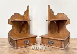 Paire d'armoires murales, étagère suspendue en pin, anciens cabinets de chevet, décoration vintage