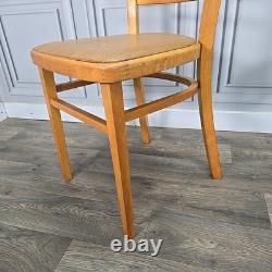 Paire de 2 chaises de cuisine rétro en bois de hêtre massif vintage style mid-century modern