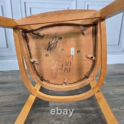 Paire de 2 chaises de cuisine rétro en bois de hêtre massif vintage style mid-century modern