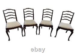 Paire de 4 chaises de salle à manger vintage à dossier échelle des années 50