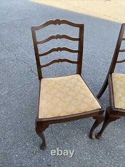 Paire de 4 chaises de salle à manger vintage à dossier échelle des années 50