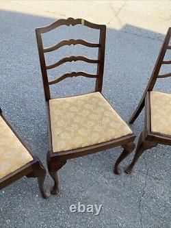 Paire de 4 chaises de salle à manger vintage à dossier échelle des années 50