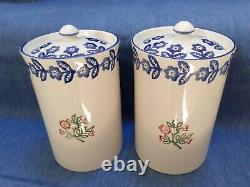 Paire de bocaux de rangement en céramique vintage Martha de Laura Ashley avec couvercle