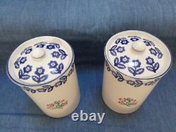 Paire de bocaux de rangement en céramique vintage Martha de Laura Ashley avec couvercle