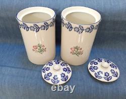 Paire de bocaux de rangement en céramique vintage Martha de Laura Ashley avec couvercle