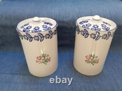 Paire de bocaux de rangement en céramique vintage Martha de Laura Ashley avec couvercle