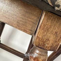 Paire x2 de tabourets vintage rétro en bois rembourrés tournés, ronds, pour pub, bar, sièges