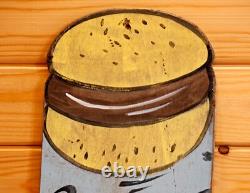 Panneau Vintage Hot Dog 76cm Panneau Publicitaire en Bois Art Mural Rétro Art de Cirque