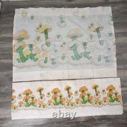 Panneau de rideau de cuisine vintage Sears Merry Mushrooms et valance décor rétro rare