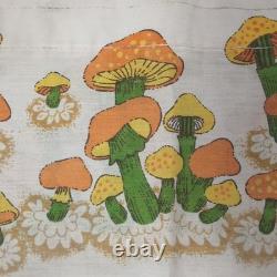 Panneau de rideau de cuisine vintage Sears Merry Mushrooms et valance décor rétro rare
