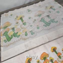 Panneau de rideau de cuisine vintage Sears Merry Mushrooms et valance décor rétro rare