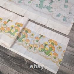 Panneau de rideau de cuisine vintage Sears Merry Mushrooms et valance décor rétro rare