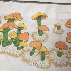 Panneau de rideau de cuisine vintage Sears Merry Mushrooms et valance décor rétro rare