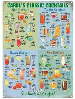 Panneau en métal personnalisé de cocktail classique (3 tailles)