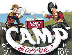 Panneau mural en métal vintage Camp Coffee (2 tailles Jumbo / Super Jumbo)