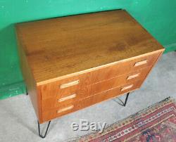 Petit G Chest Plan D'tiroirs, Teck Cabinet, Retro, Vintage, MID Century, Lounge