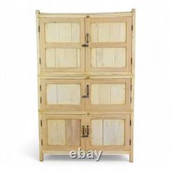 Placard de rangement vintage blanchi en bois rustique pour cuisine