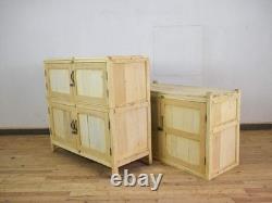 Placard de rangement vintage blanchi en bois rustique pour cuisine