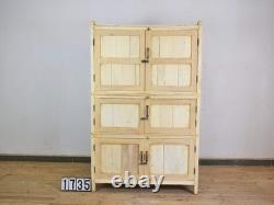 Placard de rangement vintage blanchi en bois rustique pour cuisine
