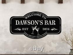 Plaque lumineuse LED en métal personnalisée pour bar à domicile, chalet, cuisine extérieure et repaire d’homme
