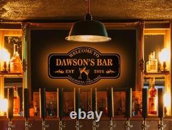Plaque lumineuse LED en métal personnalisée pour bar à domicile, chalet, cuisine extérieure et repaire d’homme