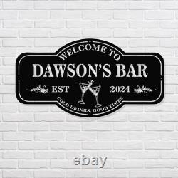 Plaque lumineuse LED en métal personnalisée pour bar à domicile, chalet, cuisine extérieure et repaire d’homme