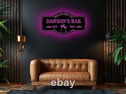 Plaque lumineuse LED en métal personnalisée pour bar à domicile, chalet, cuisine extérieure et repaire d’homme