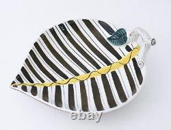 Plat de service Feuille Stig Lindberg Gustavsberg Studio Faïence Vintage du milieu du siècle