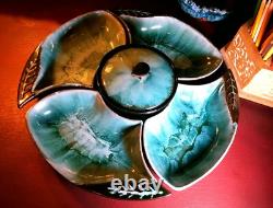Plat de service apéritif en céramique Vintage Blue Mountain Lazy Suzan 1970