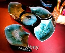 Plat de service apéritif en céramique Vintage Blue Mountain Lazy Suzan 1970