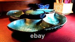 Plat de service apéritif en céramique Vintage Blue Mountain Lazy Suzan 1970