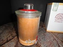 Pot de rangement en verre H Upmann dans sa boîte d'origine 8.75 H x 4.75 Diamètre