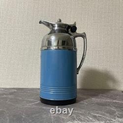 Pot de table vintage en thermos Tigre bleu clair Japon décor de cuisine rétro RARE
