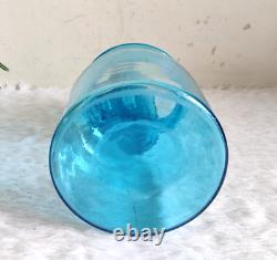 Pot en verre bleu vintage des années 1930 avec couvercle unique, décoration rétro de cuisine GS83