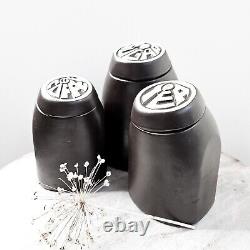 Pots de rangement rétro en céramique brune des années 60/70 à Honiton, Devon, pour café, thé et sucre