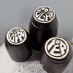 Pots de rangement rétro en céramique brune des années 60/70 à Honiton, Devon, pour café, thé et sucre