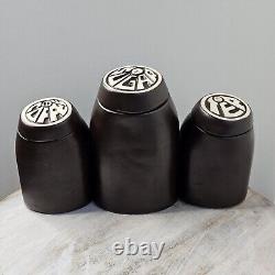 Pots de rangement rétro en céramique brune des années 60/70 à Honiton, Devon, pour café, thé et sucre