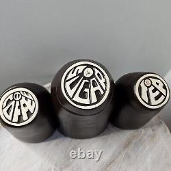 Pots de rangement rétro en céramique brune des années 60/70 à Honiton, Devon, pour café, thé et sucre