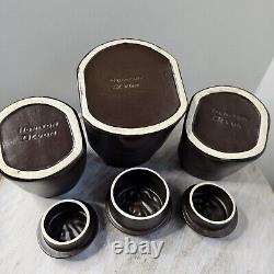 Pots de rangement rétro en céramique brune des années 60/70 à Honiton, Devon, pour café, thé et sucre