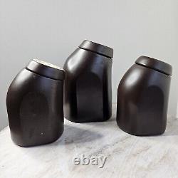 Pots de rangement rétro en céramique brune des années 60/70 à Honiton, Devon, pour café, thé et sucre