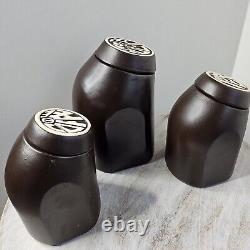 Pots de rangement rétro en céramique brune des années 60/70 à Honiton, Devon, pour café, thé et sucre