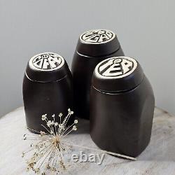 Pots de rangement rétro en céramique brune des années 60/70 à Honiton, Devon, pour café, thé et sucre