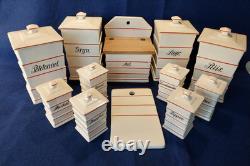 Pots de stockage en céramique vintage norvégienne, plat et boîte à sel peints à la main