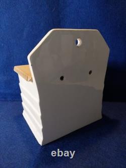 Pots de stockage en céramique vintage norvégienne, plat et boîte à sel peints à la main