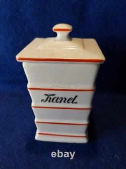 Pots de stockage en céramique vintage norvégienne, plat et boîte à sel peints à la main