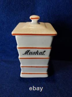 Pots de stockage en céramique vintage norvégienne, plat et boîte à sel peints à la main