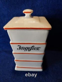 Pots de stockage en céramique vintage norvégienne, plat et boîte à sel peints à la main