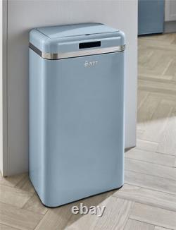 Poubelle capteur Swan SWKA4500BLN gamme rétro 45L en bleu