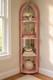 Pr&eacute;sentoir D&rsquo;angle Vintage En Bois Rose Avec Miroir, Fabriqu&eacute; En Suisse, Hauteur 72